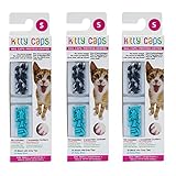 Kitty Caps Nail Caps for Cats, Black with Gray Tips & Baby Blue - Safe, Stylish & Humane Alternative to Declawing Stops Snags & Scratches, Small (6-8 lbs), 40 Count - 3 Pack
