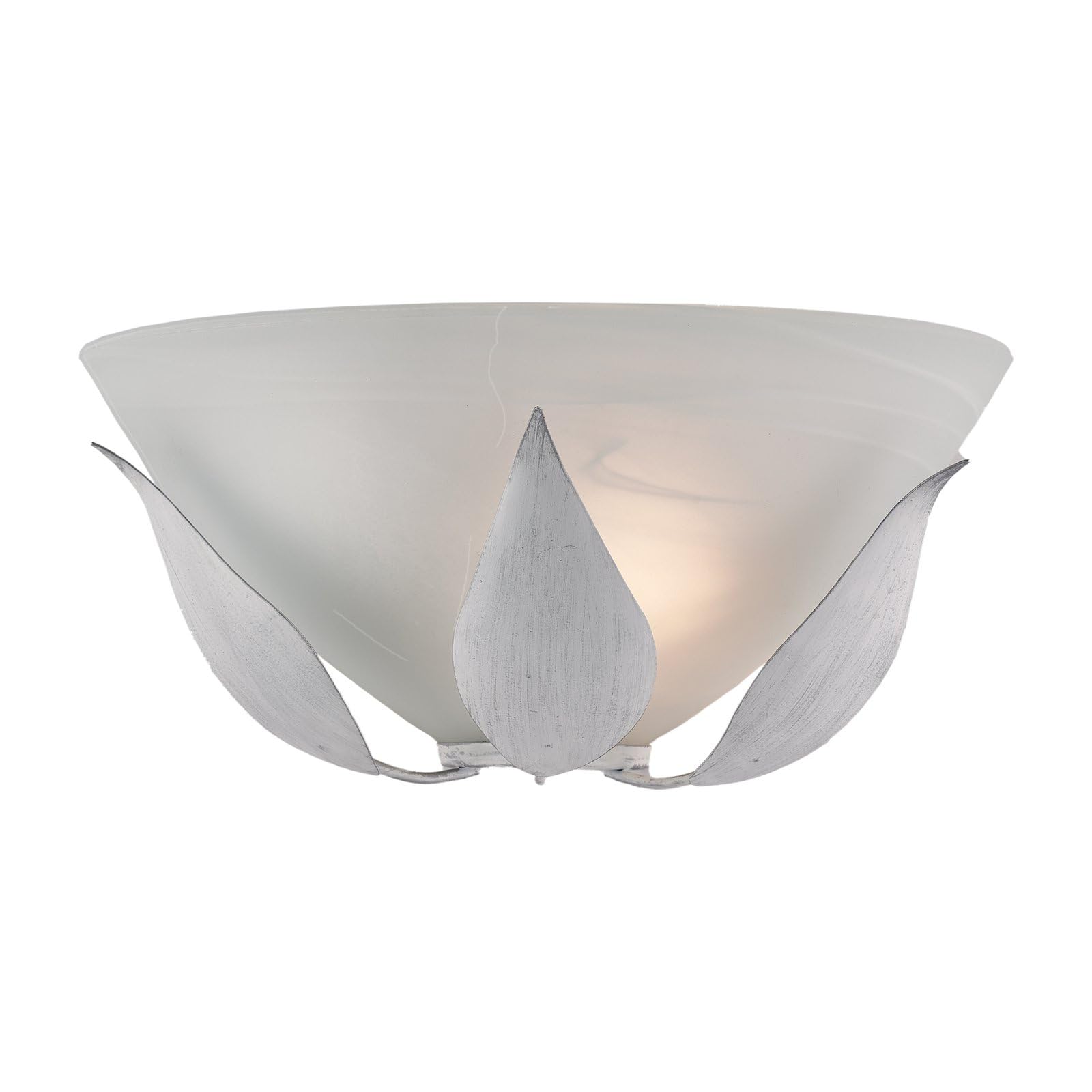 Applique Classica Esse 1 Luce Ferro Battuto E Vetro Bianco E Argento