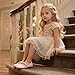 ESTINE Toddler/Little Kid Girls Dress Mary Jane Flats Flowers Fashion Princess Ballet Shoes(E528-Nude,Toddler 5M)