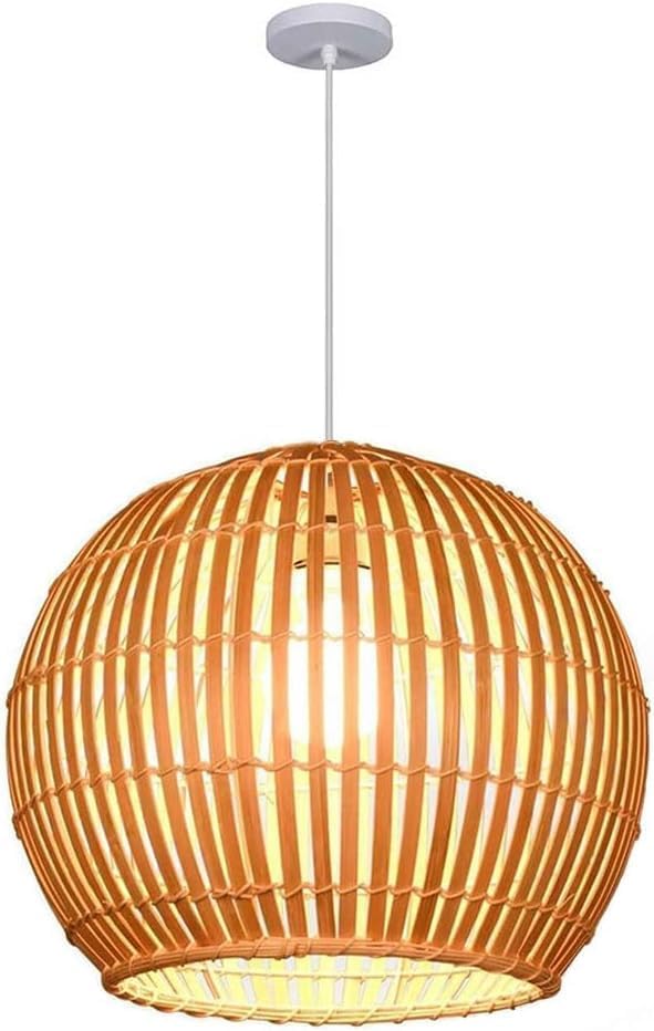 Lustre de décoration de couloir avec abat-jour panier bambou beige