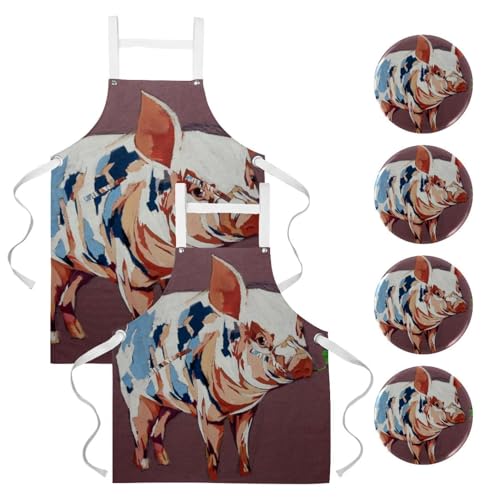 Tabliers de cuisine lot de 2 anti-salissures pour pâtisserie et service en bistrot