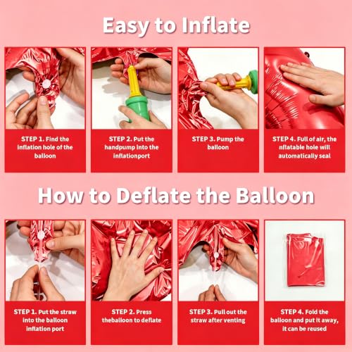 Image of Number Balloons Red Party Balloon - 40 Inch Large Number 1 Balloon, Numbers Balloon Birthday Decorations, Red Party Supplies for Anniversary