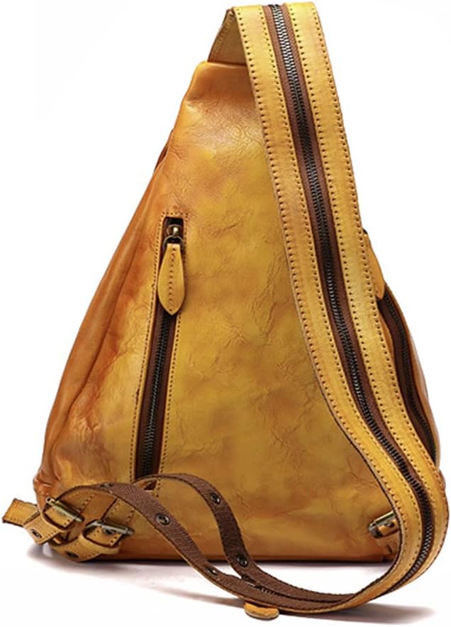 Genuine Leather Sling Bag for Women Men Vintage Handmade Chest Backpack Casual Crossbody Daypack Shoulder Satchel - Image 4