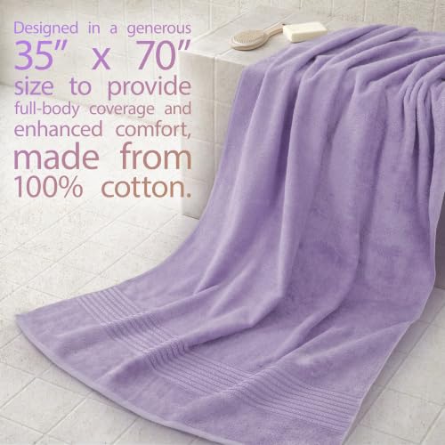Image of Cotton Paradise 100% Cotton Turkish Towel Set, Soft Absorbent Quick Dry, 2 Piece 35x70 Bath Sheet Set, Lilac