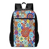 Millefiori Micro Modern Quilt Red Yellow Blue Camping Mochila Regalo Perfecto: Nuestra mochila es un gran regalo para adolescentes y niños. No es sólo una bolsa escolar, sino también una mochila de almacenamiento de viaje. Maravilloso regalo de Navidad, cumpleaños y vuelta a la escuela para niños y adolescentes.