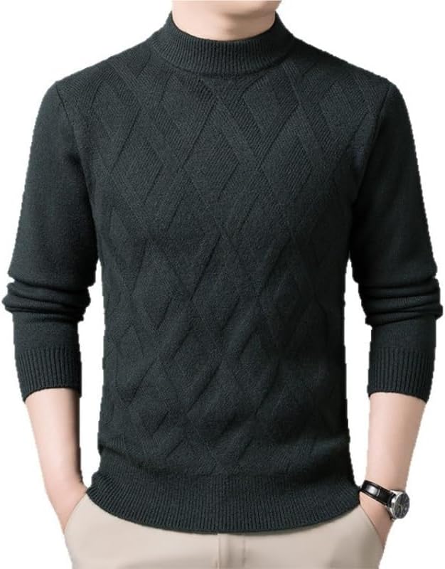 Men's Knitted Base Sweater Casual Semi High Neck Sweaters