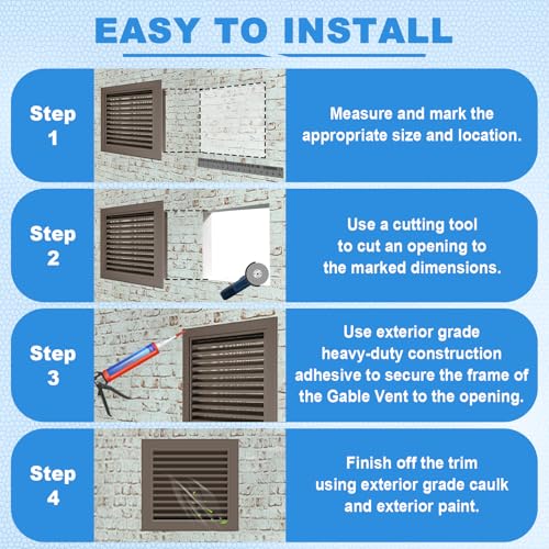 Zepoty 12" X 12" Aluminum Gable Vent, Ultra-Durable Shed Vents with Screen, Reduce Room Temperature, Perfect for Houses, Attics, and Exterior Walls, Vent Opening: 10"x10" (Brown) by Zepoty - Image 5