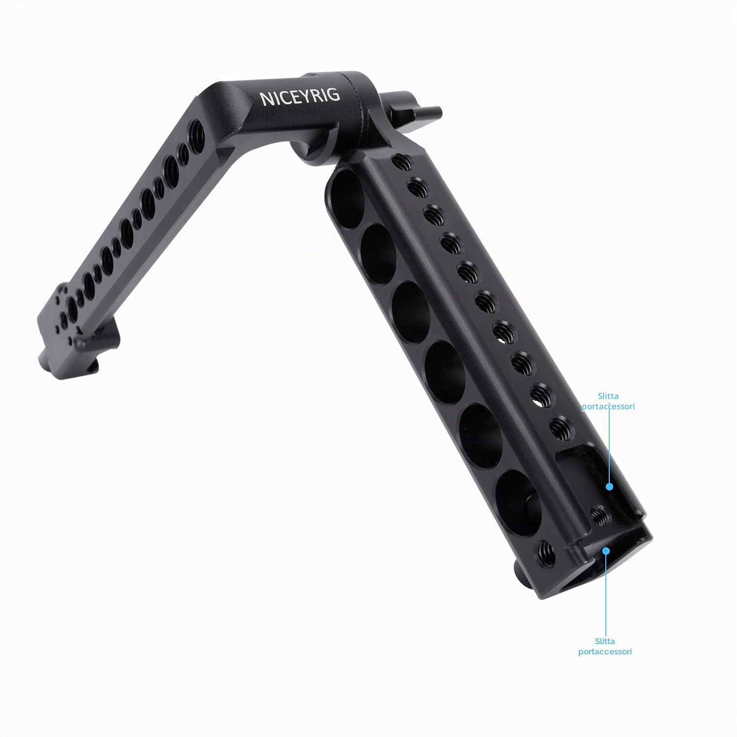 NICEYRIG Impugnatura laterale Manopole regolabili a 360° in lega di alluminio Impugnatura per DJI RS2/RSC2/RS3/RS3MINI/RS3Pro/RS4/RS4 Pro Stabilizzatore Gimbal con morsetto Nato Rosette Mount-558