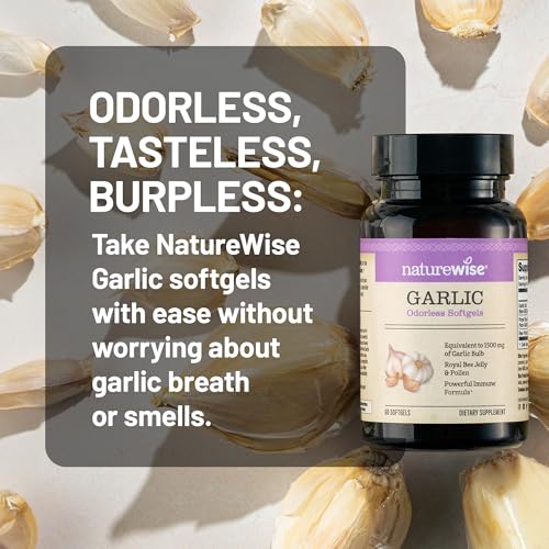 NatureWise Odorless Garlic Pills - with Royal Bee Jelly & Pollen - Herbal Supplement for Heart Health + Immune System + Antioxidants - Gluten Free, Non-GMO - 60 Softgels [2-Month Supply] - image 8