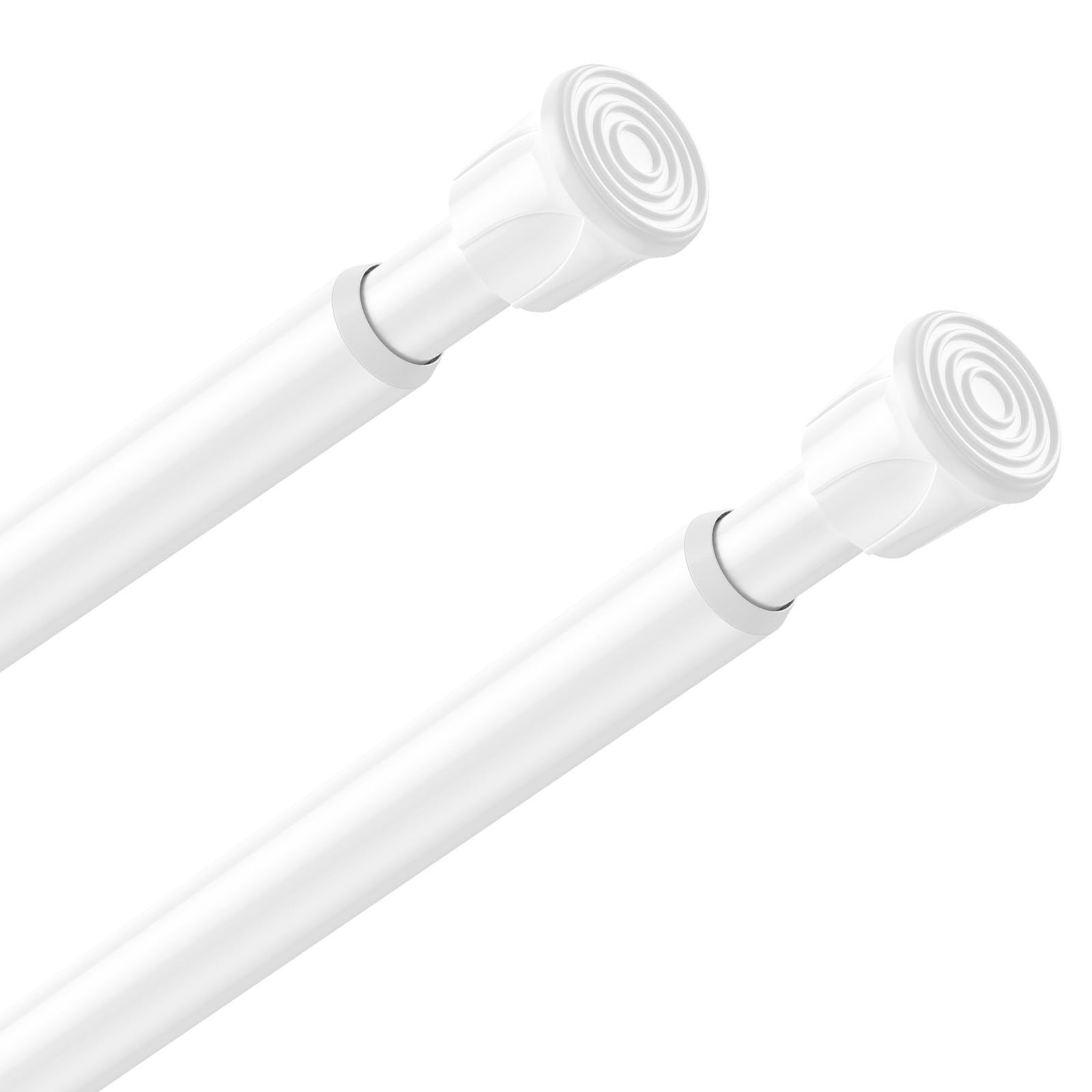 2 Pack Spring Tension Rods 28-48 Inches,5/8" Diameter White Spring Loaded Curtain Rods,Adjustable Small Short Tension Curtain Rod for Windows,Kitchen, Doorway,Bathroom,Cupboard Bars