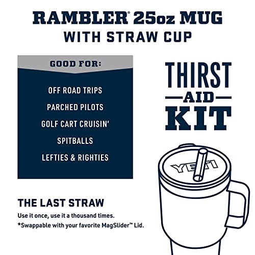 Image of YETI Rambler 25 oz Tumbler with Handle and Straw Lid, Travel Mug Water Tumbler, Vacuum Insulated Cup with Handle, Stainless Steel, Rescue Red