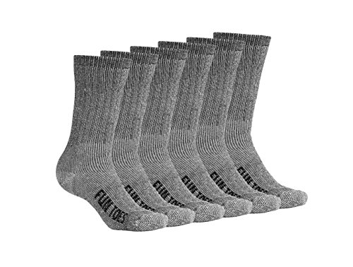 FUN TOES Women Thermal Merino Wool Socks 6 Pairs Mid Weight Reinforced Size 9-11 (Black)