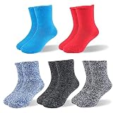 HOT FEET Toddler Boys and Girls Crew Warm Thermal 5/6 Pack Socks w/Soft Thick Brushing Inside, Mediu