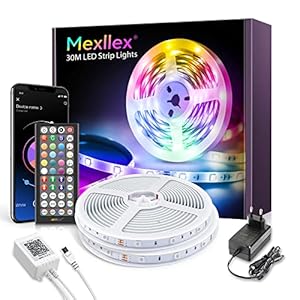 LED Strip 30m,Bluetooth LED Streifen,RGB Farbwechsel LED Lichterkette 30M mit Steuerbar via App, 16 Mio. Farben…