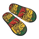 FuriTou Jamaican Flag Rasta Reggae Judah Lion Slippers Cozy Non-Slip Indoor Shoes Soft Fluffy House Slippers For Women Men Medium