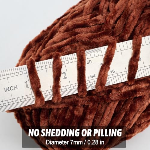 Image of Soft Velvet Chenille Yarn for Crocheting, Super Bulky Yarn for Blankets | Fluffy, plush yarn for crochet and knitting blankets, amigurumi, cushions and handmade gifts for cozy DIY projects.