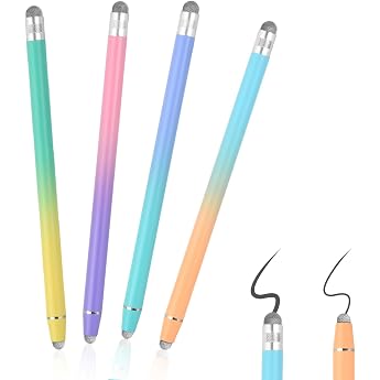 Pack of 4 2 in 1 Tablet Pen High Precision Touchscreen Pen with Double Fibre Tips Capacitive Stylus Pen Universal Stylus Pen for All Tablets Laptops Smartphones Gradient Colours