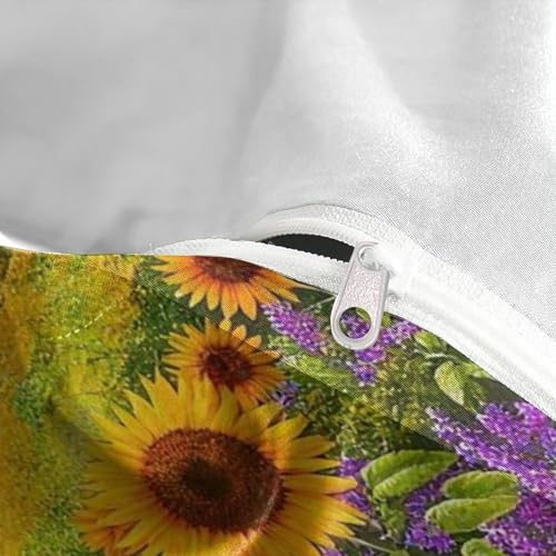 Housse de couette tournesol 3D à fermeture éclair cachée pour lit simple microfibre - 8