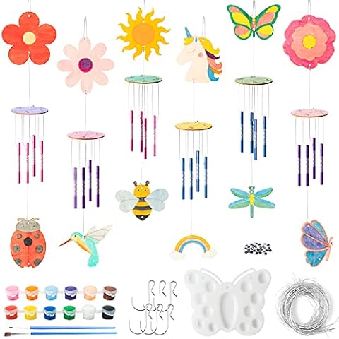 BeYumi Wind Chime Kit for Kids DIY Craft Make Your Own Wooden Musical Wind Chime School Activities Creative Handmade Materials Gifts Kid’s Birthday Gift Garden Corridor Home Hanging Decoration Cover