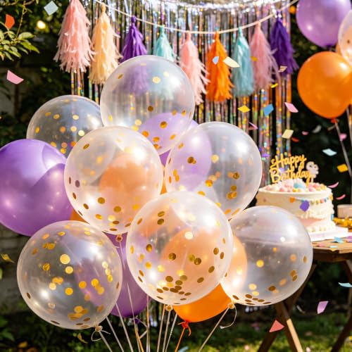 Image of 100pcs Gold Confetti Balloons 12 inch | Gold Confetti balloon for Balloon Garland or Arch, Graduation Birthday Wedding, Engagement, New Years Party Decorations