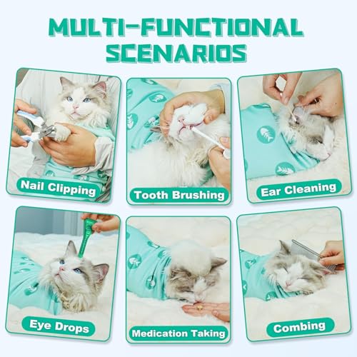 Image of Supet Cat Wrap for Cutting Nails, 2026 Self-Adherent Cat Grooming Wrap, Anti-Escape Calming Cat Swaddle Wrap for Medicine, Nail Clipping, Teeth Brushing, Ear Cleaning