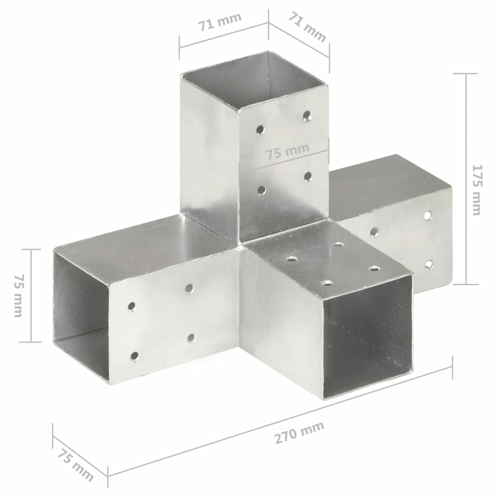 Conectores de Postes en X 4 uds, Anclajes, Postes, Connex, Metal galvanizado 71x71 mm
