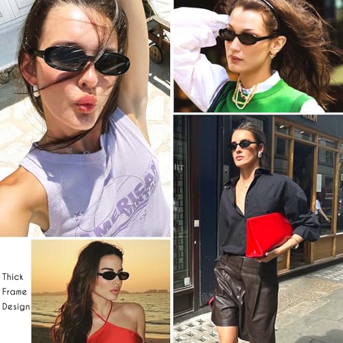 mosanana Retro Tiny Oval Sunglasses for Women with Small Face Narrow Style MS523604
