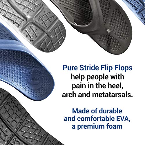 Pure Stride Orthotic Flip Flops for Plantar Fasciitis Metatarsal and Heel Spurs (Black, Numeric_7) - Thumbnail 5