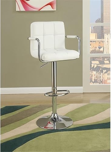 Miniatura 2 de Poundex Juego de taburetes de bar en forma de L, 2 piezas, color blanco