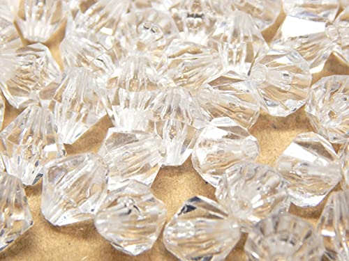 Perlin Bicone Beads, Crystal, Bicone Rhombus Faceted Acrylic Beads, 10 x 10 mm, Pack of 150, White, 10mm - Image 3