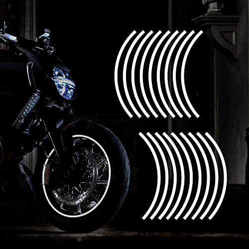 Image of TOMALL 18pcs Lengthen 16 inch-19 inch Reflective Wheel Rim Stripe Decal for Motorcycle Wheels Car Cycling Bike Bicycle Night Safety Decoration Stripe Universal Reflective Stickers for Car (White)