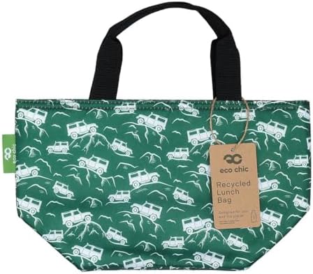 ECO CHIC Lightweight Foldable Insulated Lunch Bag Water Resistant Cooler Bag (Wild Birds Green)