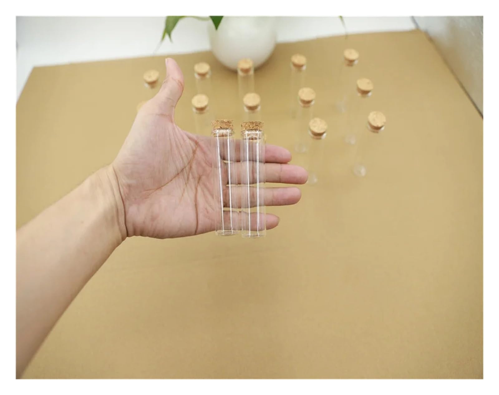 Diámetro 25 mm Grageas de boda Botella de vidrio Corcho Frascos de vidrio Tubo de ensayo Contenedor vacío Manualidades DIY Botella de dulces Regalo de boda(6 pieces)