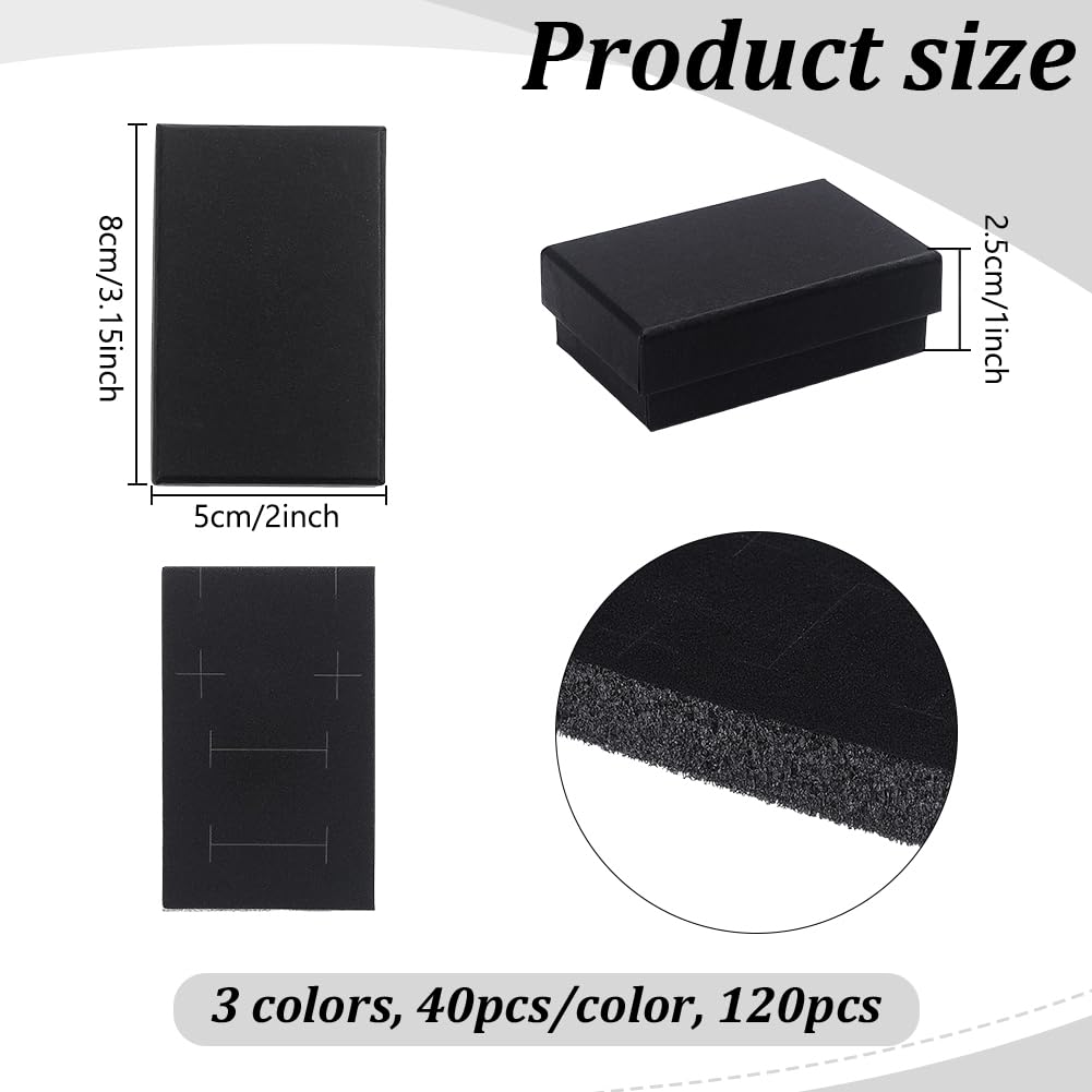 PH PandaHall 120 pcs Boîtes à Bijoux en Vrac, petites boîtes cadeau en carton papier 8x5cm Boîtes de Rangement pour Bijoux Boîte d'Emballage Cadeau pour Collier Bracelet Boucles d'Oreilles, 3 Couleurs