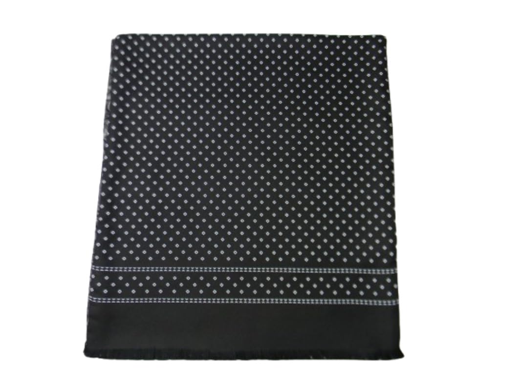 Avantgarde Sciarpa double seta lana nera uomo disegni bianchi grigi colore: nero e bianco var 1