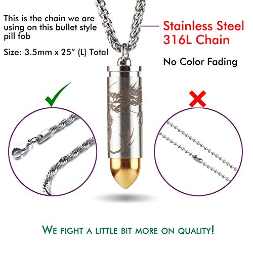 ANO Titanium Mini Nitro Pill Fob Inner Diameter 0.32 Inch with Premium 28 Inches Necklace and Extra Chamber Tip Light Weight Pill Holder for EDC Waterproof 30ft - Thumbnail 6