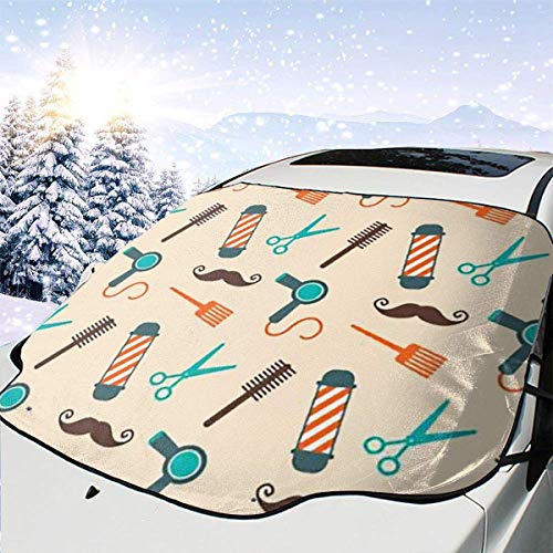 Preisvergleich Produktbild LYMT Frontscheibenabdeckung Scheibenabdeckung Friseur Auto Windschutzscheibe Abdeckung Faltbare Auto Abdeckung für UV-Strahlung, Sonne, Staub, Frost und Schnee 147 * 118cm