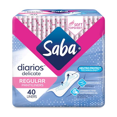 Image of SABA Diarios Regular Delicate Pantiliners, Unscented, Breathable & Comfortable for Everyday Freshness, 4-Pack of 40 Pads (160 Count)