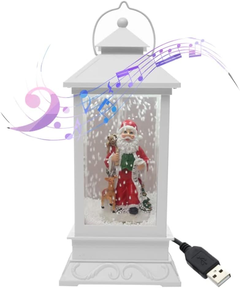 Christmas Musical Snow Lantern LEDs Fairy Lights Lamp Christmas Decorations 2021 Lighting with 3 Songs New Year Christmas Goods (Color : A) (D)
