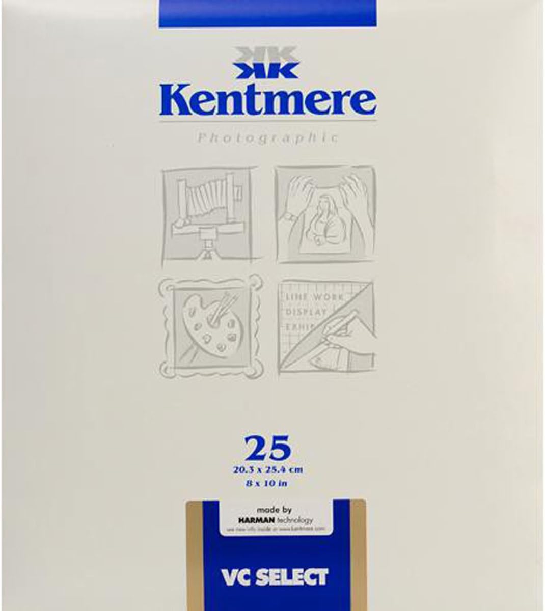 Kentmere VC Select, Variable Contrast Medium Weight RC Fine Lustre Paper, 8" x 10", 25 Sheets