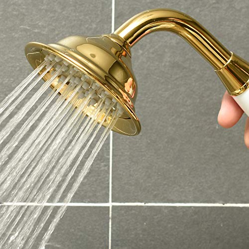 Enga Vintage Hand-Held Shower Rain Sprayer Telephone Shaped Brass Ceramic Shower Head With 59 Inch Hose For Bathroom (Gold Finish) #TOP2
