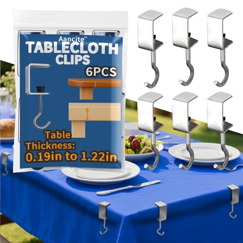 6 Packs Adjustable Tablecloth Clips - Heavy Duty Picnic Table Clips, Windproof Steel Table Cloth Cover Clamps Table Cloth Holders for Restaurant Picnics Marquees Weddings Graduation Party (small)