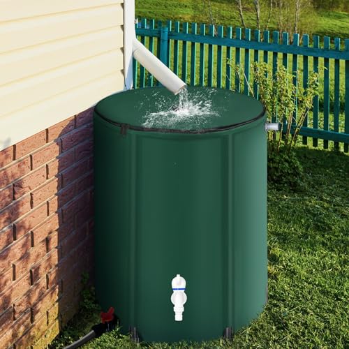 SHAWREWIN 100 Gallon Collapsible Rain Barrels, Large Rain Water Clloection Barrels, Rainwater Collection from Gutter, Portable Rain Catcher Barrel with Filter Spigot Overflow Kit, Green - Thumbnail 7