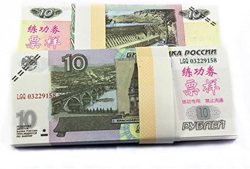 EWIBUSA $10X100 Pcs Total $1000 Russian Ruble Props Money Real Looking Copy Full Print Stack - for Movie, TV, Videos, Advertising & Novelty