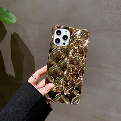 Coque iPhone 14 13 12 Pro Max antichoc souple avec chaîne et strass
