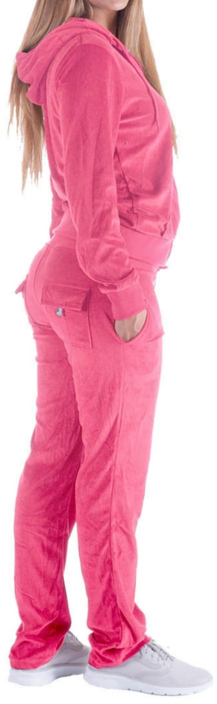 LeeHanTon Velours-Trainingsanzug für Damen, 2-teiliges Outfit, Reißverschluss, Hoodie, Sweatshirt und Jogginghose, Sweatsuit-Set