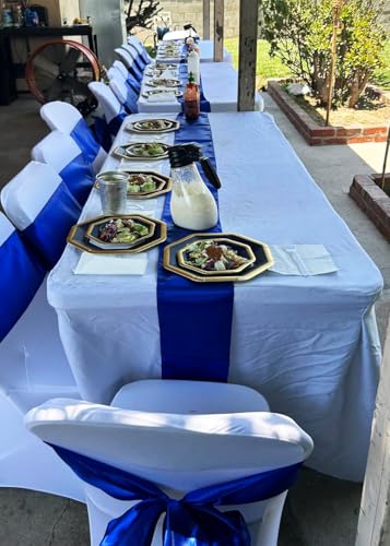 image for SINSSOWL 50 Royal Blue Chair Sashes Satin Bows for Wedding Birthday Pa