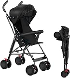MUL-BOUTIQUE Poussette Bebe Confort,Poussette Canne Compacte 0-15kg,Poussette de Voyage avec Cotons et Moustiquaire,Roue Absorbant Les Chocs et Antidéflagrante (G1-noir) - 1