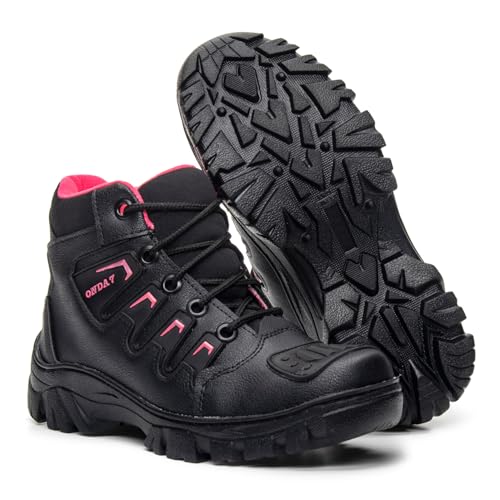 Bota feminina Coturno adventure confortavel macio e resistente (preto/rosa, BR, Adulto, Numérico, 39
