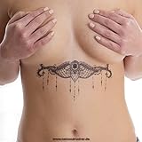 2 x TypB Underboob Tattoo - Black Sexy Under Breast Tattoo - Sternum Mandala - No China! (2)